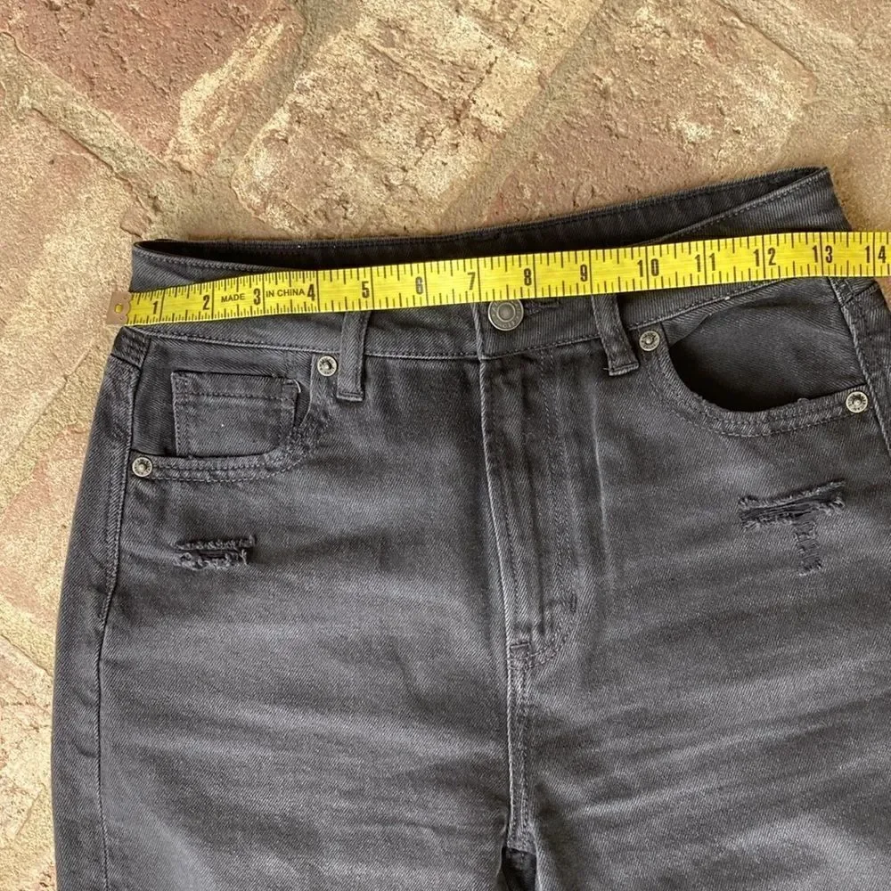American Eagle Outfitters Distressed Mom Straight Jeans Wash Black Size 0